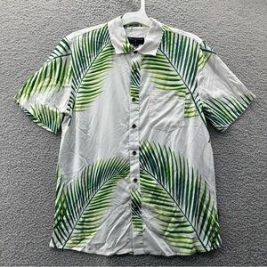 Margaritaville Green White Palm Tropical Button Down Shirt